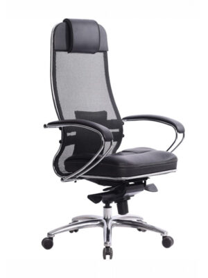 Кресло САМУРАЙ SL-1.02 ( экокожа/сетка/хром ) коричневый