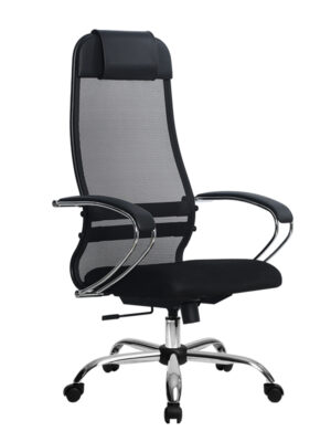 Кресло МЕТТА 18 (ткань/сетка/хром )черный.