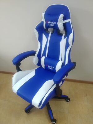 Кресло геймерское EMPEROR CAMP ( экокожа белый/ синий ).
