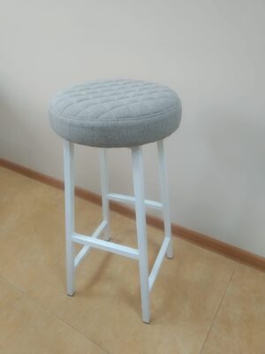Барный стул ЛОФТ круглый ( ткань / металл ) белый, серый