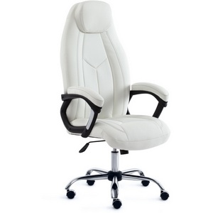 Кресло BOSS Lux  ( экокожа / перфорированная экокожа / хром ) белый