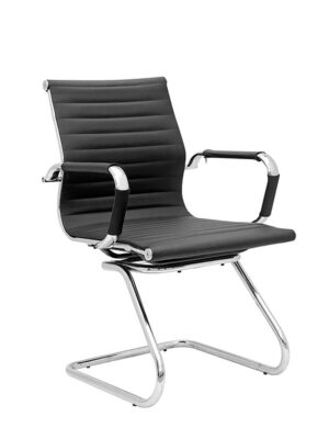 Кресло на полозьях В110  черное (экокожа/хром).