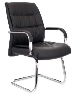 Кресло на полозьях RT-333BS Бонд CF ( экокожа черная/хром ).